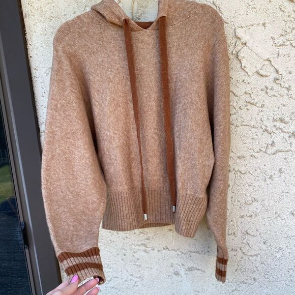 H&M Pringle of Scotland size extra small brown wool blend collab varsity hoodie - Picture 8 of 9